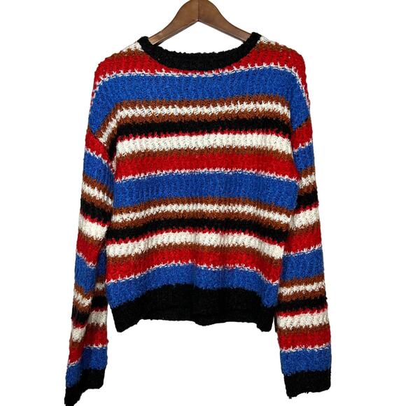 Lost + Wander Striped Bloom Sweater Long Sleeve Crewneck - L - Picture 1 of 4